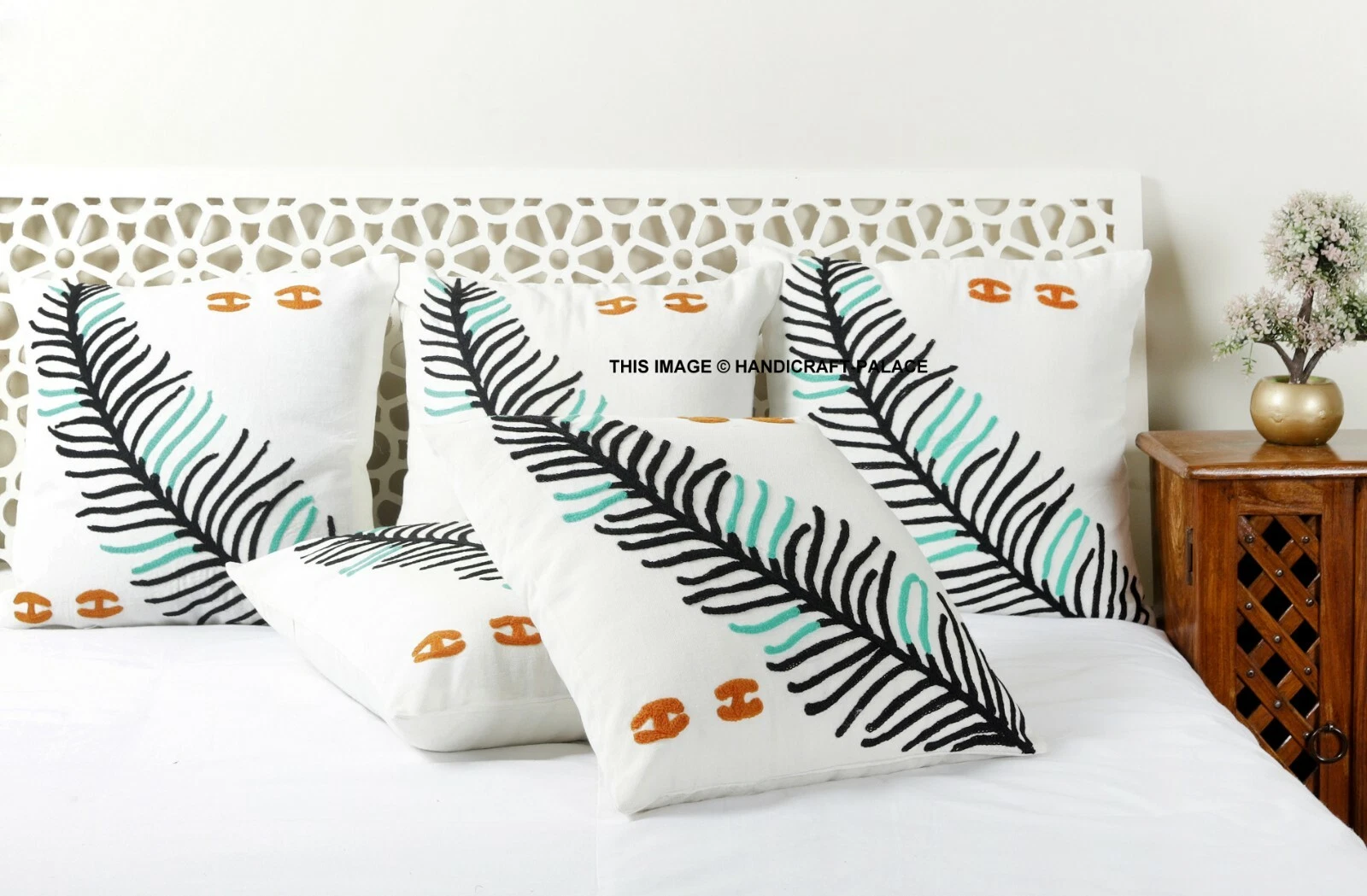 Suzani Pillow Case Leaf Embroidered Cushion Cover Indien Square Throw Pillows 16