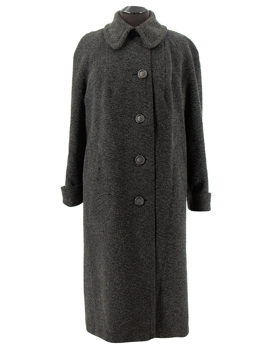 Grey Womens Mohair Coat Womens Vintage Charcoal Grey Wool