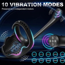 Remote Powerful Prostate Massager Dual Motor Male Waterproof Vibrator Adjustale