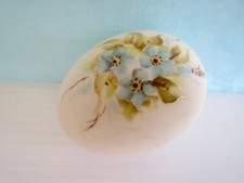 Delicately Done HAND PAINTED FLORAL WHITE EGG Flowers Signed by Artist 2 inches