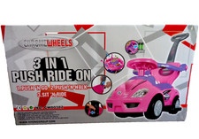 ChromeWheels 3 in 1 Ride-On Toy Push Car w/Guardrail, Music Mega Car Toddlers