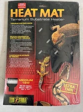 Exo Terra Heat Mat Terrarium Substrate Heater 16 Watt 30-40 Gallon, 10”x11”