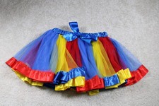 Snow White Tutu Skirt Girls Medium Blue Red Yellow Costume Satin Mesh Bow Party