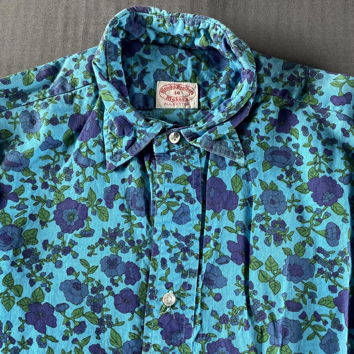 Vintage Brooks Brothers Shirt Mens 14 Floral Button Down 70s 80s Retro  Preppy