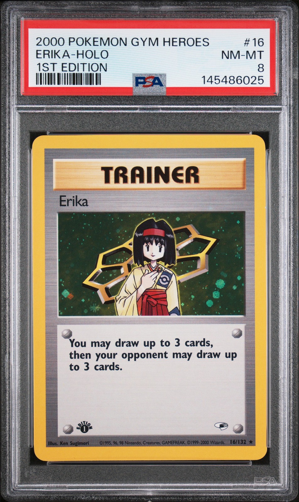 2000 POKEMON GYM HEROES 1ST EDITION #16 ERIKA-HOLO PSA 8