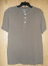 AE Super Soft American Eagle Cotton Henley Shirt Khaki Green Men's Size Medium M