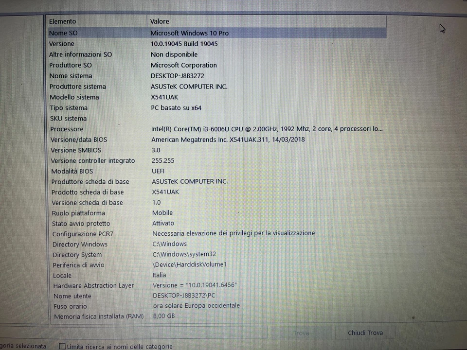 Notebook ASUS X541U 8GB RAM, disco SSD 500 Gb INTEL i3 ottime condizioni - Immagine 4 di 4