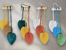 Versatile 3 Macrame Leaves Textile Wall Hanging 4 Styles Vibrant Colors New