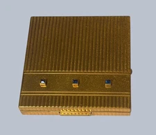 Vintage Evan’s Compact Gold Tone w/ Sapphire Blue Rhinestones Unused w/Orig Box