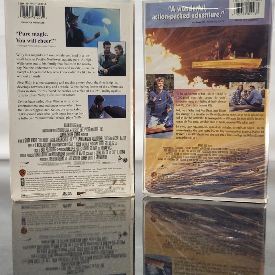 1993 FREE WILLY & 1995 FREE WILLY 2 The Adventure Home VHS Movie Bundle 2 Movies - Imagem 3 de 4