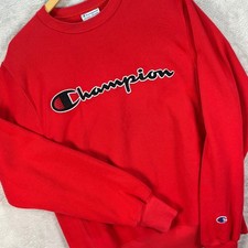 Champion Men's Small Red Reverse Weave Sweatshirt Embroidered Logo Pullover
