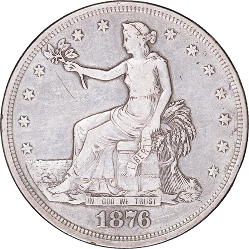1876 Trade Dollar Silver ~ Fine Details