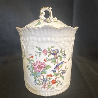 Aynsley Pembroke Bone China Floral Jar With Lid England Glossy Finish