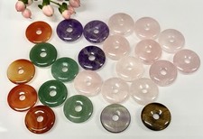 Venta al por mayor Lote 24 piezas 30 mm Cristal Natural Donuts Energía Curativa