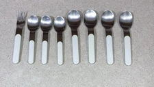 Dansk Summer House Stainless Steel White Plastic Handle 8 Piece Flatware Lot