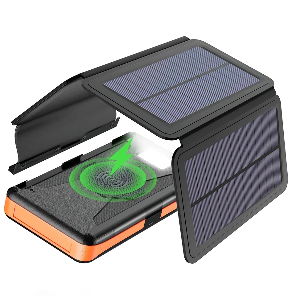 4-Fach Solarpanel Powerbank 25000mAh Solar Ladegerät mit USB Ports für Outdoor - Bild 2 von 4