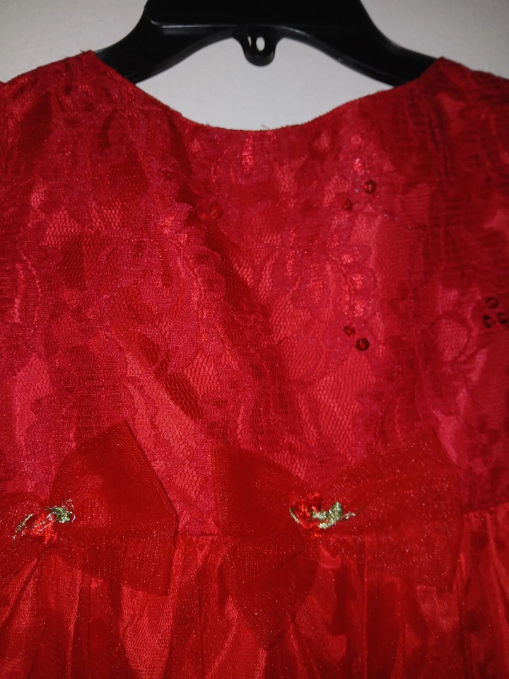 Vestido de ensueño rojo de fiesta talla 6X para niñas pequeñas manga corta cremallera trasera Foto 3 de 4