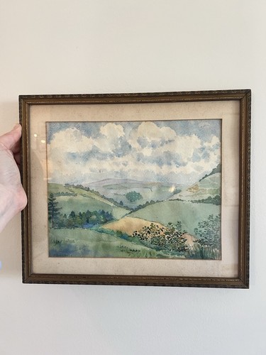 Antique Vintage Original Watercolor Landscape Painting Signed Maybeck 13x11