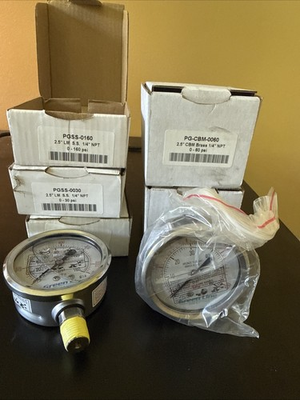 #ad Lot x5: Green Line PGSS40 0030 Liquid Pressure Gauge 2.5 1 4 NPt PG CBM 0060 $99.00