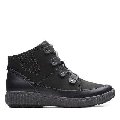 Clarks Magnolia Moon 26174976 Womens Black Wide Nubuck Casual Dress Boots