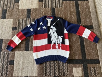 Polo Ralph Lauren Mens Big Pony Americana Flag Stars Heavy Knit