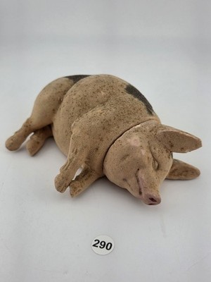 Antique C1890 Pink German Paper Mache Folk Art Composition Pig
