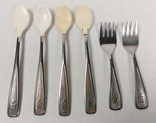 Vtg 80 The First Years Gerber Baby Toddler 4x Soft Bite Spoon  2 x Fork Set Lot