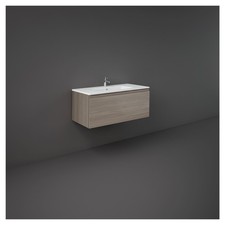 RAK Joy Uno Grey Elm 1000mm Wall Hung Single Drawer Vanity Unit - UNOWH100EGY