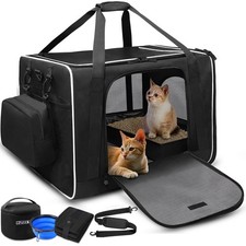 Petskd Extra Large Cat Carrier w/ Litter Box 24"x17"x17" for Medium/Large Cats
