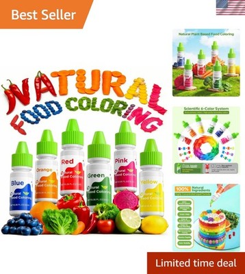 Natural Food Coloring - 6 Colors Dye Free Food Coloring, Strong Color Power, ...
