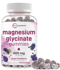 Magnesium Glycinate Gummies 400mg High Absorption Muscle and Mood Support 120 Ct