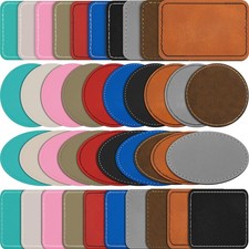 60 Pcs Blank Leatherette Hat Patches Laserable Leatherette Patch Iron on Heat...