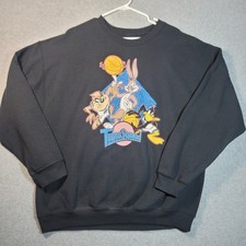 Space Jam Tune Squad Sweatshirt XL Black Looney Tunes Crewneck Bugs Bunny Taz