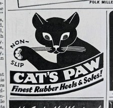 1946 Black Cat's Paws Finest Rubber Heels and Shoe Soles Non-slip vintage ad 