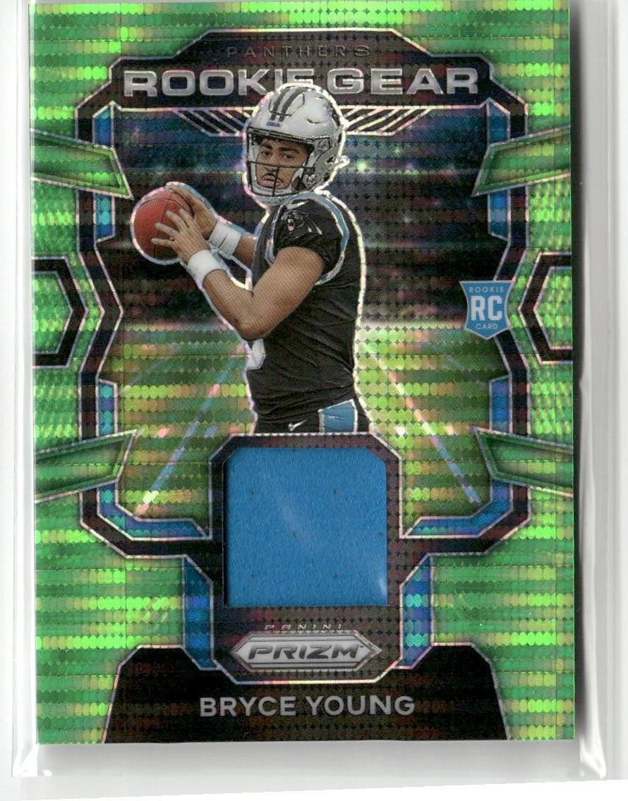 2023 Prizm #RG-BY Bryce Young Rookie Gear Jersey Patch Neon Green Pulsar