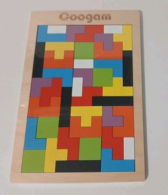 Coogam Wooden Blocks Puzzle Brain Teasers Toy Tangram Jigsaw Intelligence 3D For