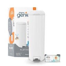 Diaper Pail Genie Platinum Stainless Steel Lily White Includes Refill Durable