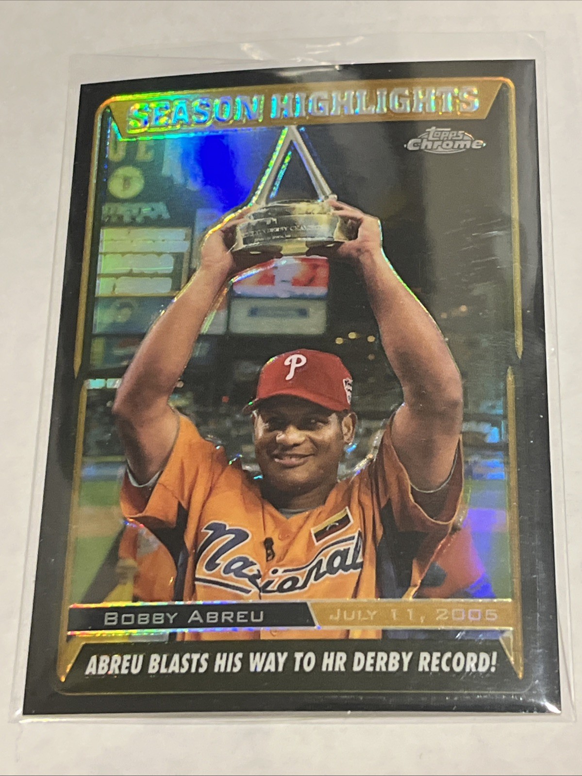 2005 TOPPS CHROME UPDATE BLACK REFRACTOR #218 - BOBBY ABREU #/250