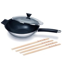 Ken Hom Wokpfanne Mit Deckel 32 Cm Induktion Edelstahl-Antihaft & 8 Ess-StäBchen