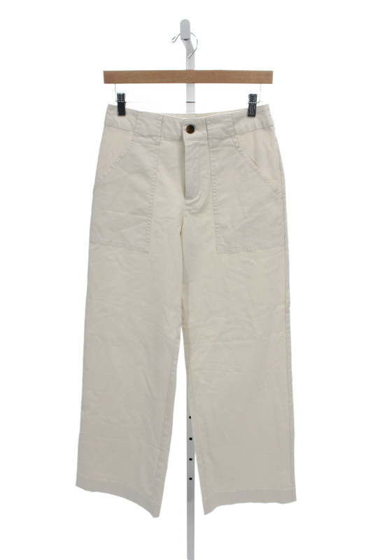 Nili Lotan Women Chino Pants Ivory Button 98% Cotton Size 2