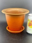Roseville Rozane Patterns Burnt Orange Flower Pot W/saucer In Ex. Mint Condition