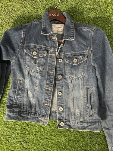 California Vintage Womens Juniors Denim Jean Jacket Size M Button Front