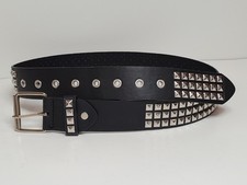 Black Studded Belt, Y2K Belt Metal Punk Rock Stud and Grommet Size Medium