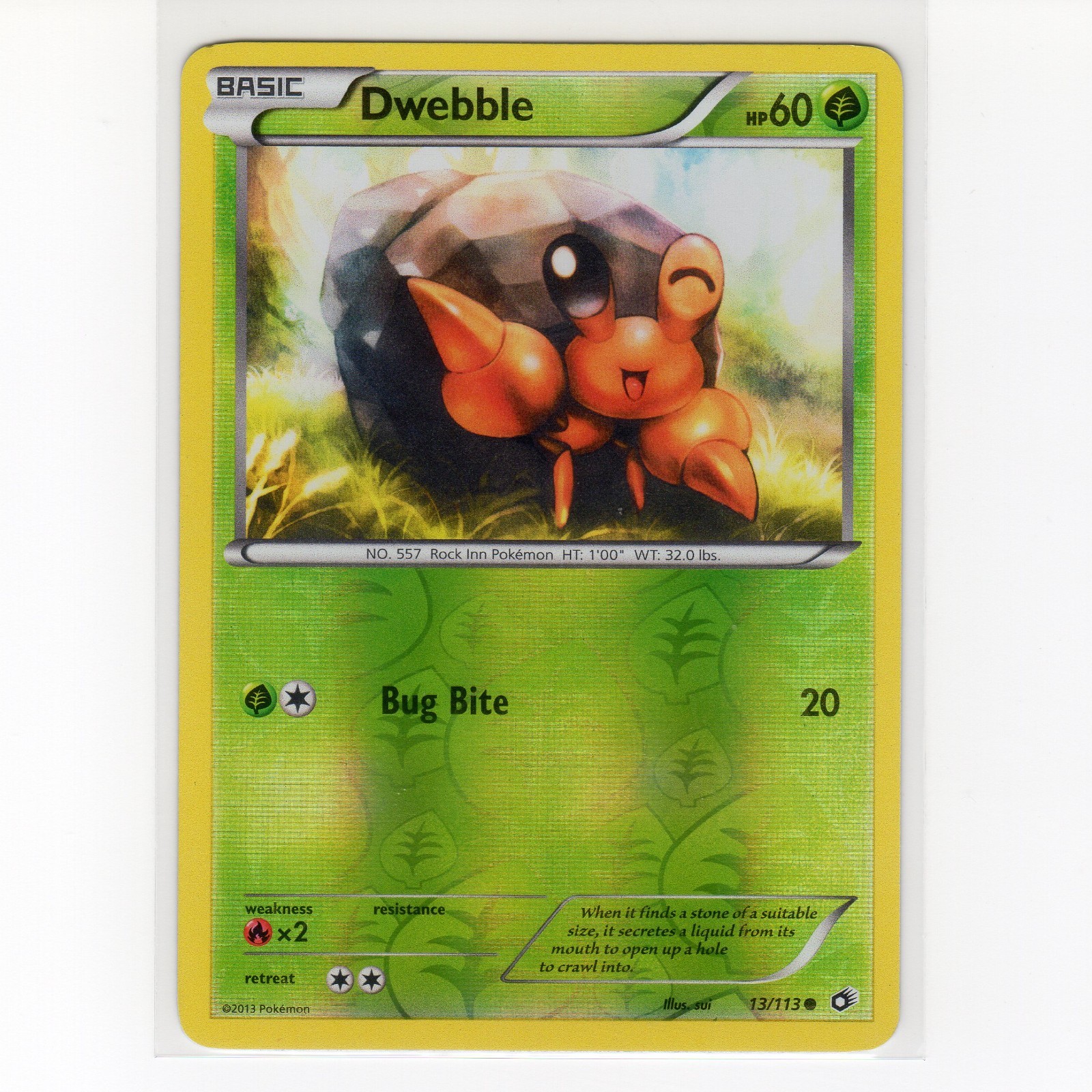 Pokémon TCG Dwebble 13/113 BW Legendary Treasures Reverse Holo Card EN-LP 2013