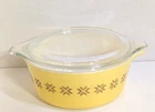 Vintage Pyrex Town and Country  Yellow Round Casserole Dish With Lid