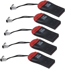 VizGiz 5 Pack Micro SD Card Reader with Tether Pocket SDXC TF black