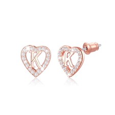 Heart Stud Earrings for Girls Women14K Rose Gold Plated Hypoallergenic Hear - 06