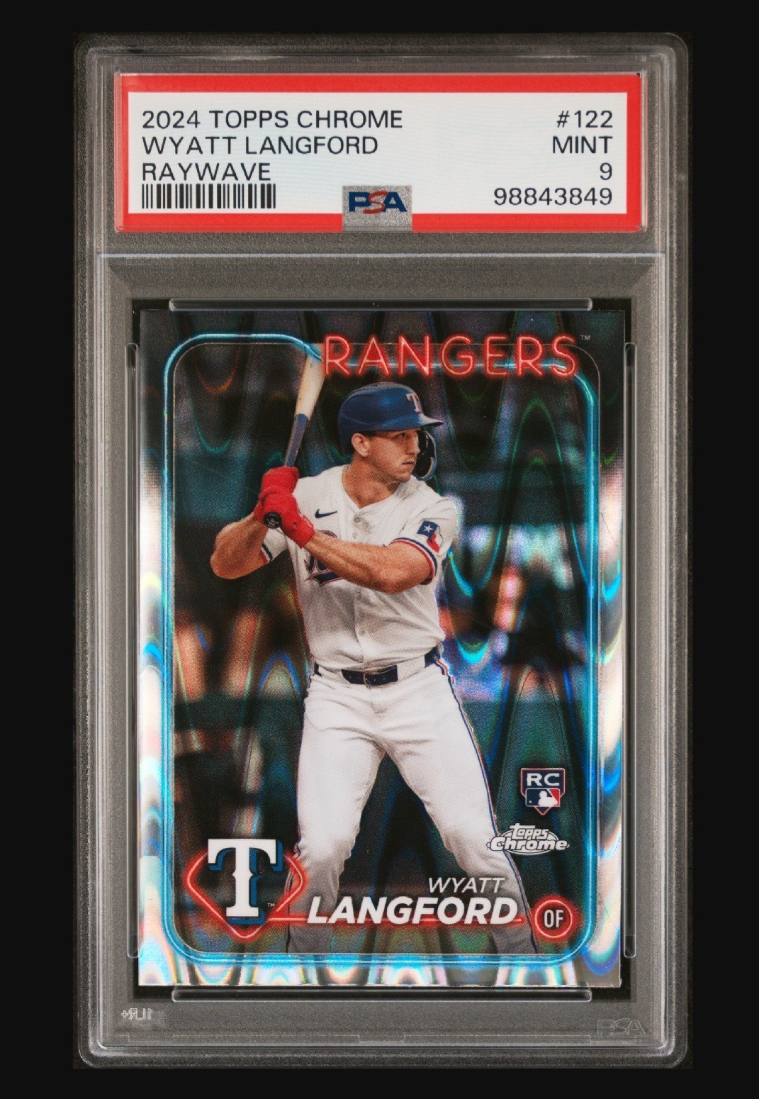2024 Topps Chrome - Wyatt Langford #122 (RC) RayWave Refractor PSA 9 5A