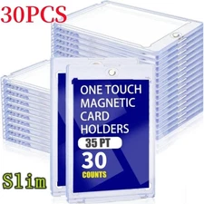 30 Pack Magnetic Trading Sports Card Holders 35pt One-Touch Hard UV Protection