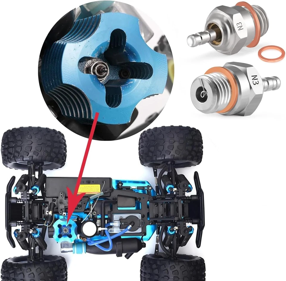 N3 Hot Spark Glow Plug for RC Nitro Engines Car Truck Buggy Pack of 5, Spark...  - Image 2 of 4